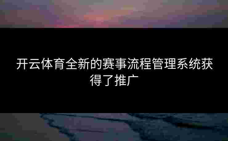 开云体育全新的赛事流程管理系统获得了推广
